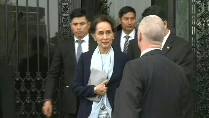 Aung Saan Suu Kyi leaves the ICJ after leading Myanmar's defence in a rare address by a state leader to the UN tribunal