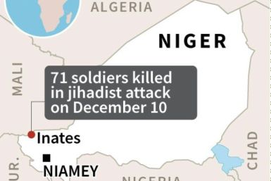 Map of Niger locating the jihadist attack on a military camp that killed at least 71 soldiers on Tuesday.