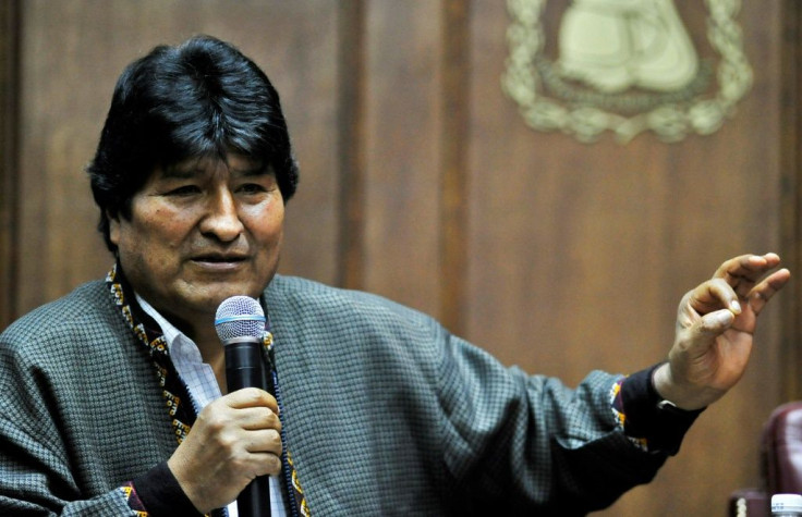 Bolivia's exiled ex-president Evo Morales delivers a speech at the Mexican Journalists Club in Mexico City, on November 27, 2019