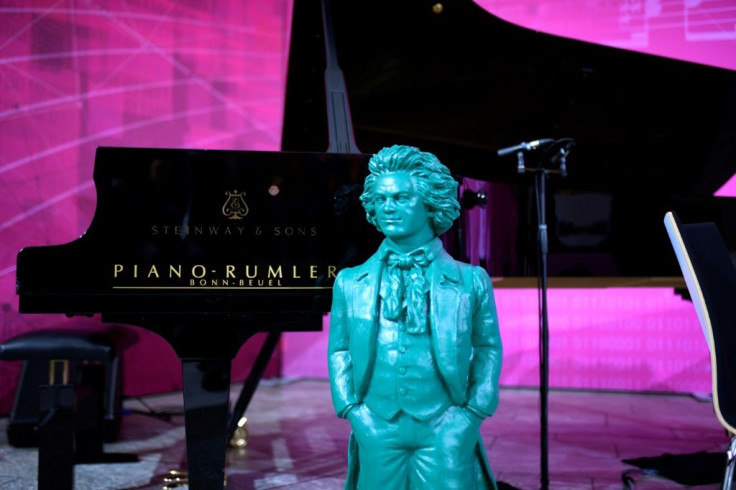 A statue of Beethoven -- Germany's most famous musical figure -- by German artist Ottmar Hoerl