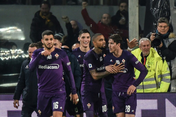Fiorentina's Serbian forward Dusan Vlahovic (right) snatched a late equaliser against Inter Milan.
