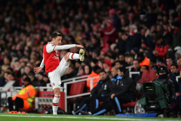 Arsenal's Mesut Ozil reacts to his substitution during the English Premier League football match against Manchester City. China's state media cancelled coverage of the match because of Ozil's criticism of Beijing's treatment of its Uighur minority