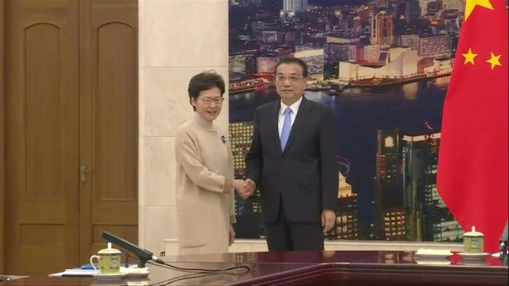 IMAGESHong Kong leader Carrie Lam meets Chinese Premier Li Kequiang in Beijing a day after Hong Kong police made multiple arrests as small groups of black-clad pro-democracy protesters targeted some of the city's malls, ending a rare lull in violence.