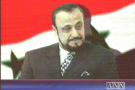 A screen grab shows Rifaat al-Assad, the exiled brother of Syria's late president Hafez al-Assad, in 2000 on the London-based Arab News Network