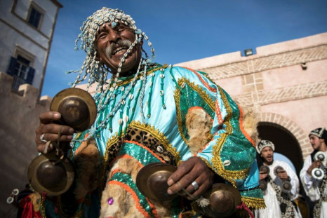 A Gnawa traditional group performs in the city of Essaouira to celebrate the decision of adding the Gnawa culture to UNESCO's list of Intangible Cultural Heritage of Humanity