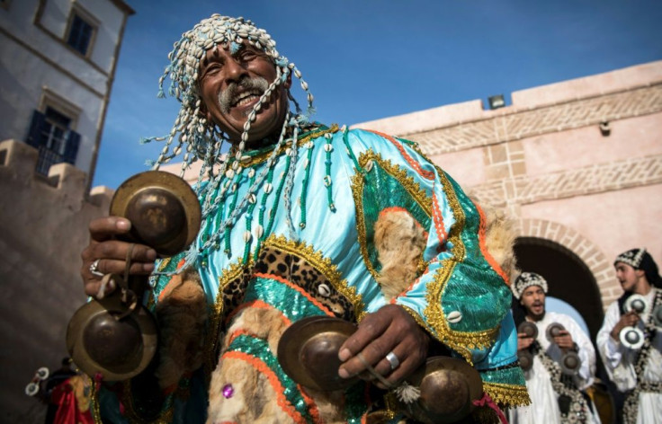 A Gnawa traditional group performs in the city of Essaouira to celebrate the decision of adding the Gnawa culture to UNESCO's list of Intangible Cultural Heritage of Humanity