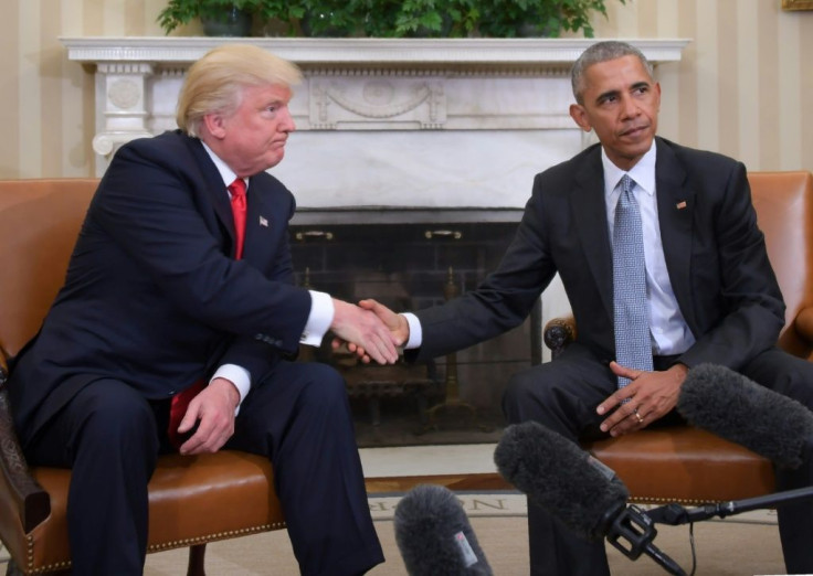 The White House transition from Barack Obama to Donald Trump (the pair are seen here after Trump's election in November 2016) has been one of the most stark in US history