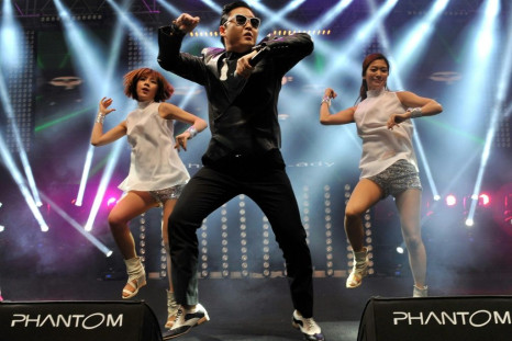 South Korean singer Psy (C) performs his viral hit "Gangnam Style" in Istanbul in February 2013 -- his success helped launch K-Pop to global prominence