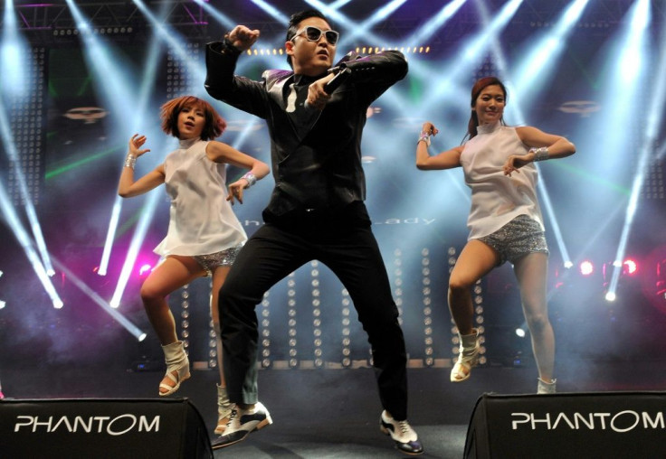 South Korean singer Psy (C) performs his viral hit "Gangnam Style" in Istanbul in February 2013 -- his success helped launch K-Pop to global prominence