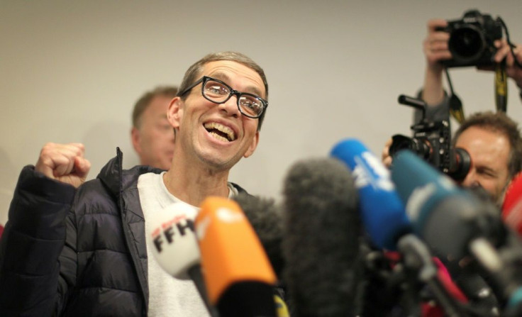 Soering was welcomed by supporters on his arrival at Frankfurt Airport