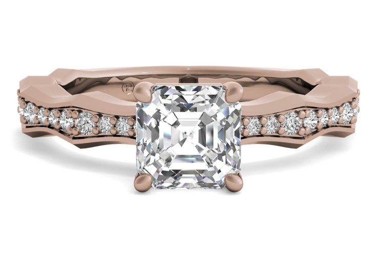Pave Bamboo Diamond Engagement Ring