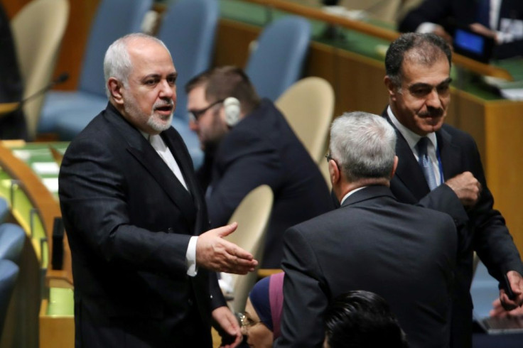 Iranian Foreign Minister Mohammad Javad Zarif (L), at the United Nations General Assembly in September 2019 in New York, where the US restricted his movements