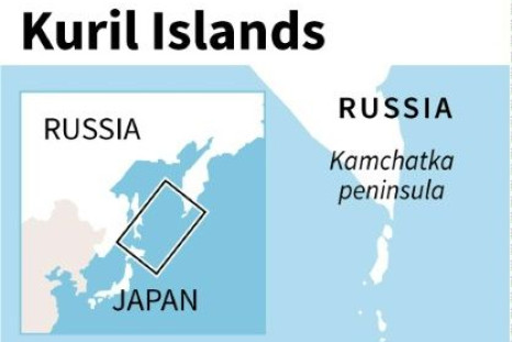 Map showing the Kuril islands disputed by Japan and Russia.
