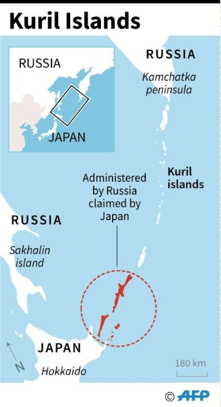 Map showing the Kuril islands disputed by Japan and Russia.