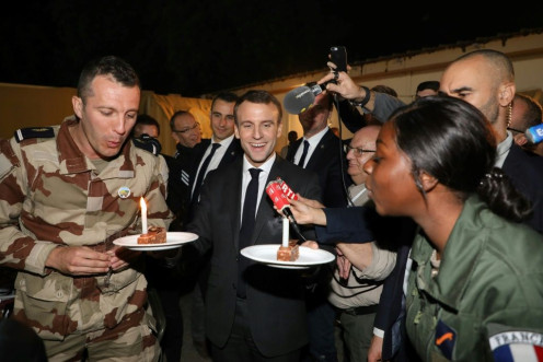 Last year French President Emmanuel Macron celebrated with French troops in Chad