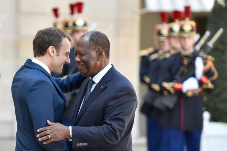 Macron (L) will also meet again with his Ivory Coast counterpart Alassane Ouattara