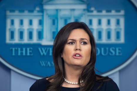 Former White House press secretary Sarah Huckabee Sanders, pictured in March 2019, apologized after mocking Joe Biden on Twitter