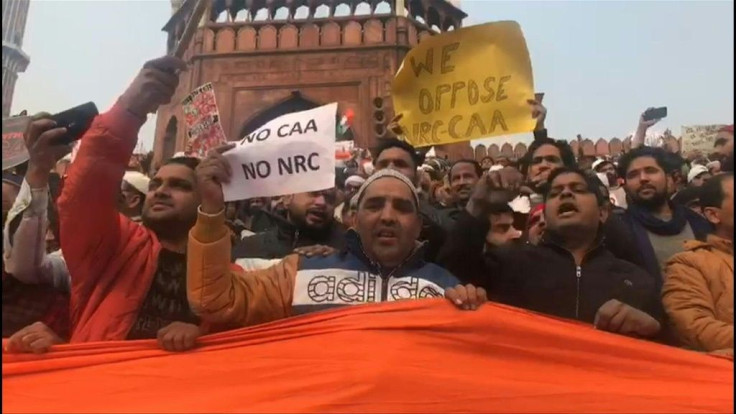 IMAGESThousands of people gather after Friday prayers outside the Jama Masjid in Old Delhi to protest a citizenship law seen as anti-Muslim.