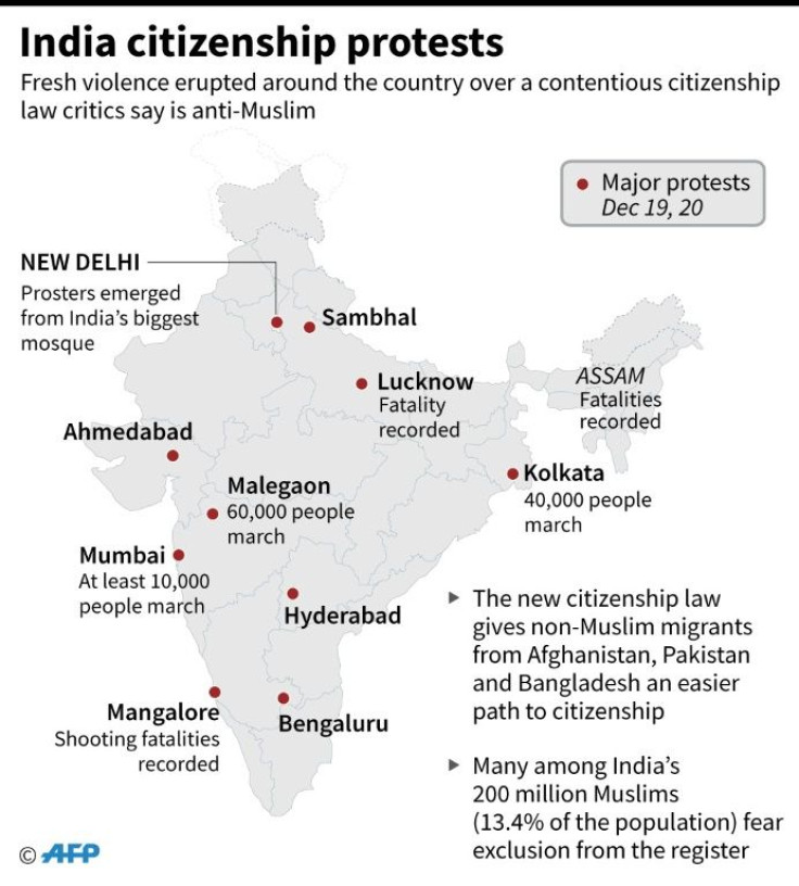 Protests against India's new citizenship law broke out in several cities, including New Delhi, Lucknow and Mangalore