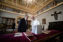 Pope Francis handed the UN chief a copy of a document hailed as a milestone in the dialogue between Christians and Muslims