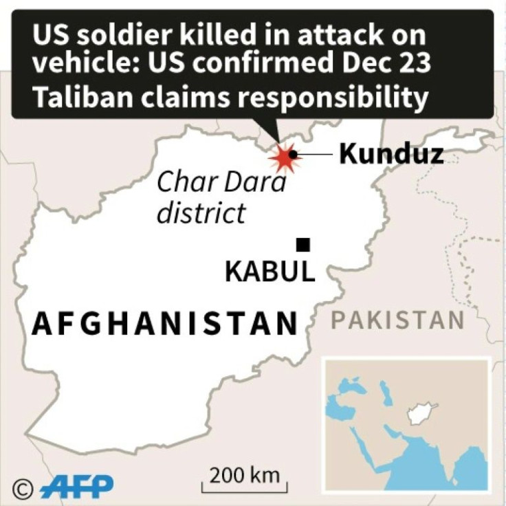 Map of Afghanistan locating where a US soldier was killed in an attack, confirmed Monday