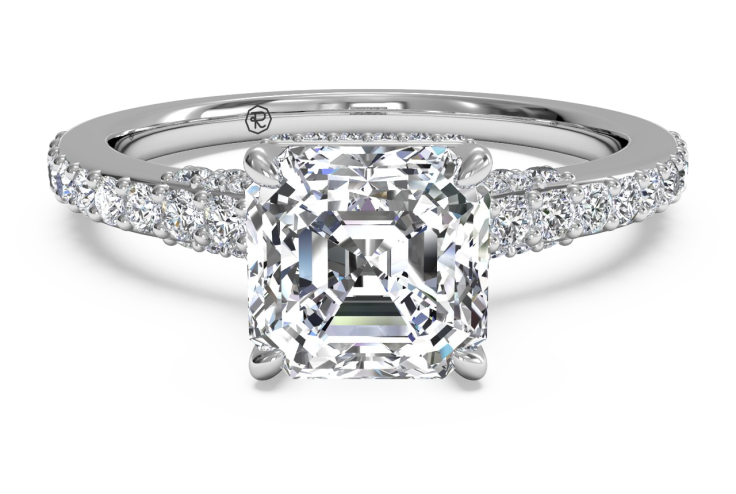 French-Set Diamond Band Engagement Ring