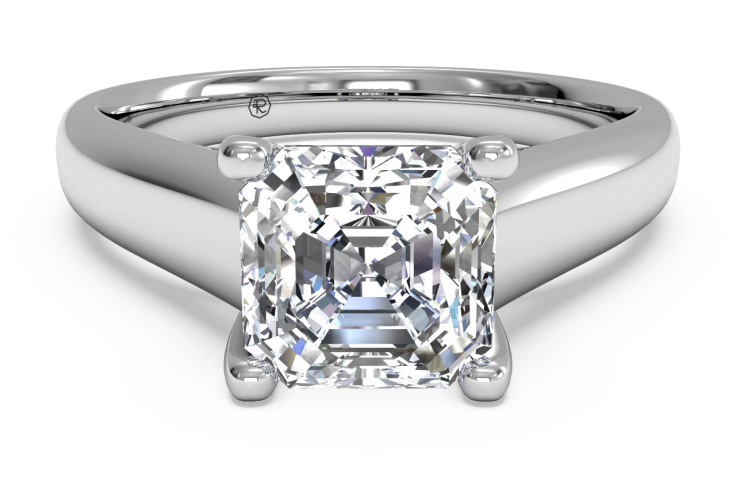 Solitaire Diamond Engagement Ring with Pavé Tulip Detail