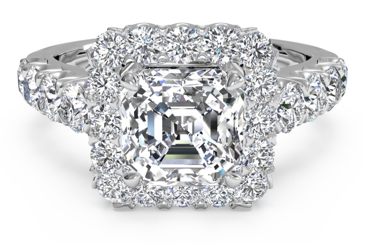 Masterwork Halo Diamond Band Engagement Ring