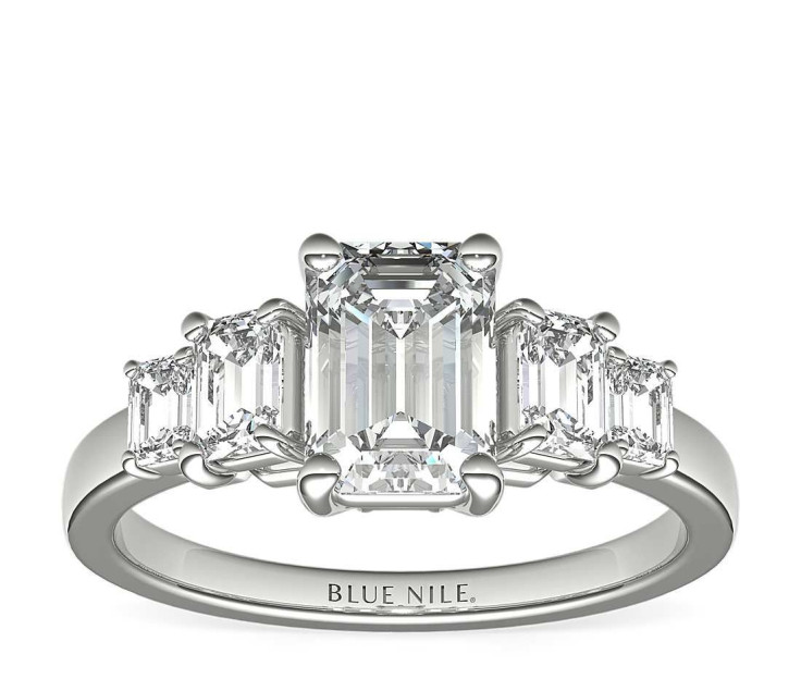 Four Stone Emerald Diamond Engagement Ring