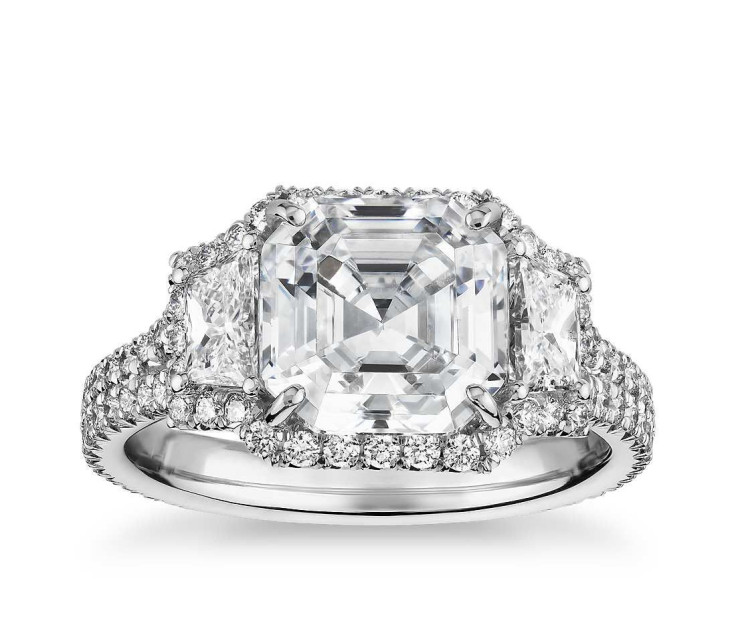 The Gallery Collection™ Vintage Asscher Halo Trapezoid Diamond Engagement Ring