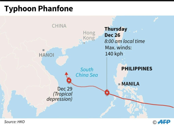 The path of Typhoon Phanfone in the Philippines