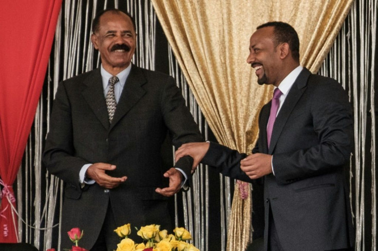 Eritrea's President Isaias Afwerki (L) and Ethiopia's Prime Minister Abiy Ahmed first met last year