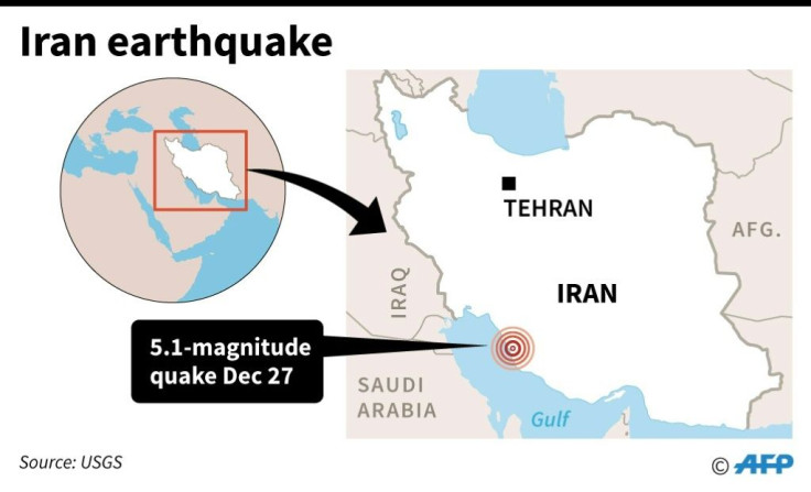 Map of Iran locating a 5.1-magnitude earthquake on Friday