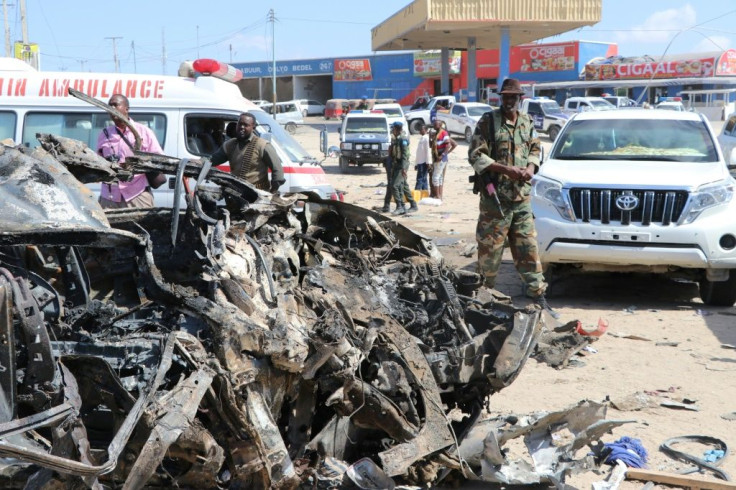 The devastating car bomb blast ripped through a busy area of the Somali capital