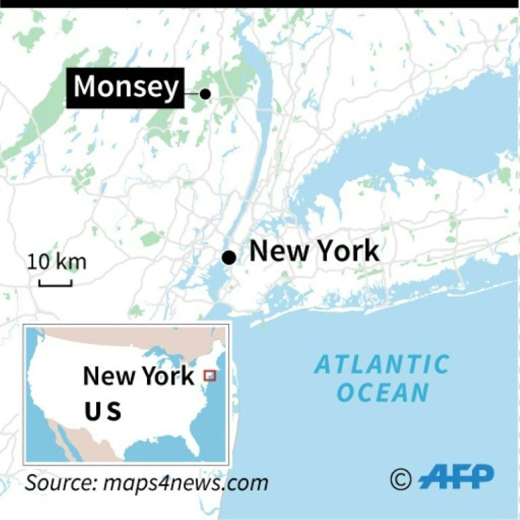 Map of New York and surrounding area locating stabbing in Monsey