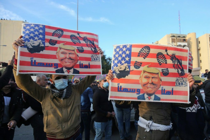 Supporters of Iraq's Hashed al-Shaabi force were protesting  outside the US embassy in Baghdad on January 1