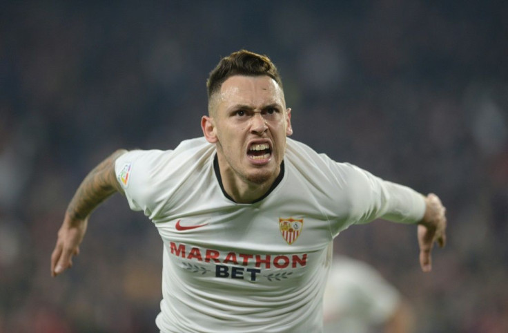Lucas Ocampos celebrated Sevilla's equaliser but they could not find a winning goal against Athletic Bilbao
