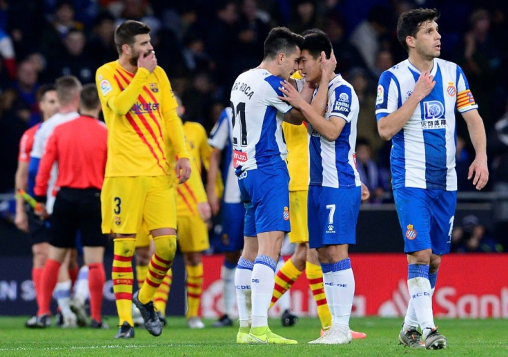 Wu Lei (2R) left Barcelona ruing two lost points after his late leveller earned a draw for Espanyol