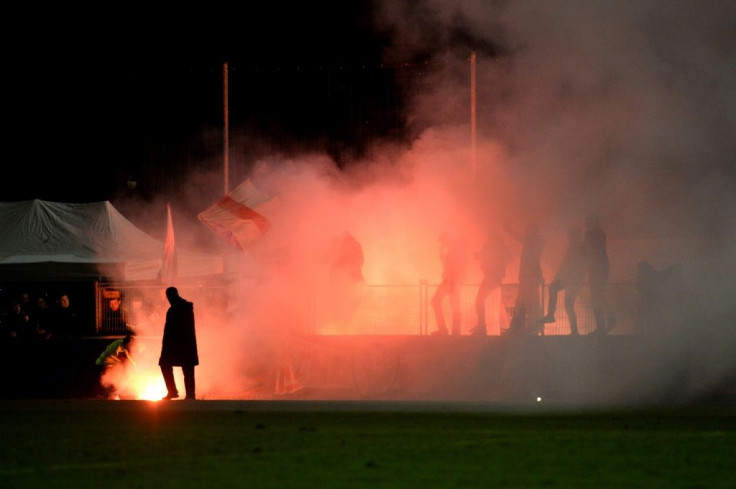 Toulouse's supporters were removed from the ground following clashes with police during their shock defeat to  Saint-Pryve Saint-Hilaire