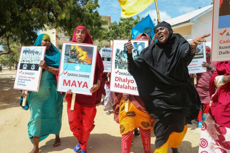Somali women protested against Al-Shabaab in Mogadishu days after the massive car-bomb attack in the city