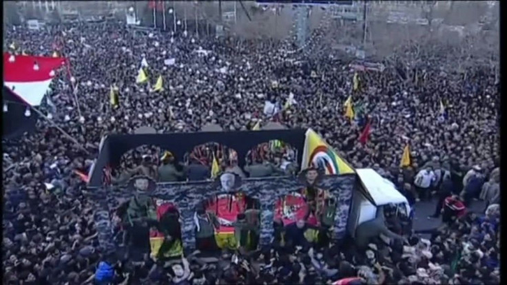 IMAGES Vehicle carrying the coffin of late top Iranian commander Qasem Soleimani arrives to the holy Iranian city of Mashhad, as Iranians gather to pay their respect.