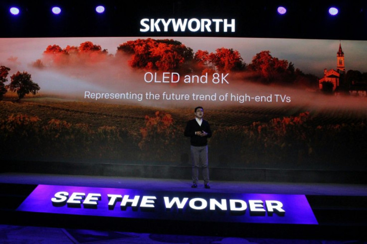 Skyworth chief executive Tony Wang unveils premium 8K TV models at the Consumer Electronics Show