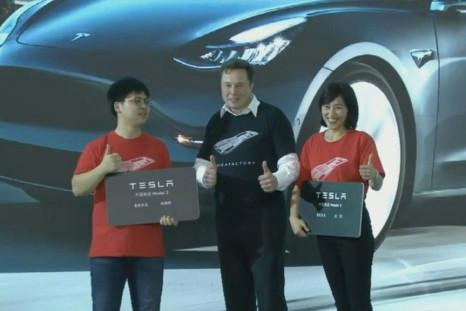 Tesla CEO Elon Musk presented the first batch of made-in-China cars to ordinary buyers on Tuesday in a milestone for the company's new Shanghai "giga-factory"