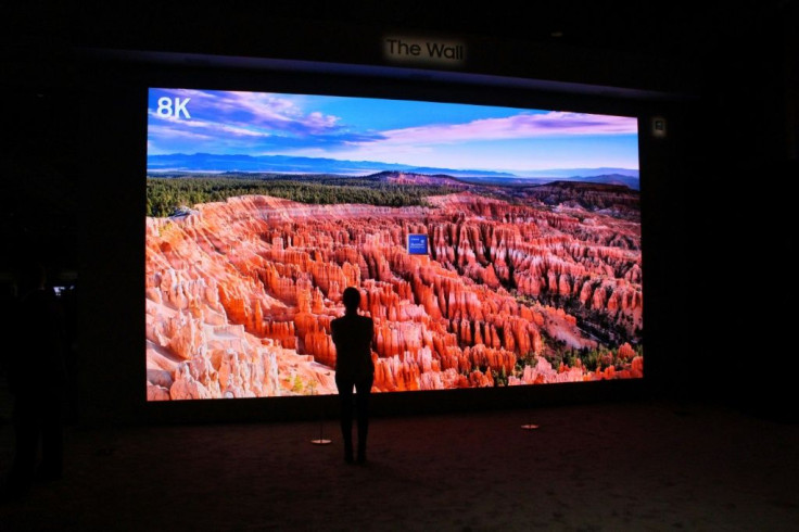 A super-high-definitition, wall-sized Samsung television screen is unveiled during CES in Las Vegas on January 5