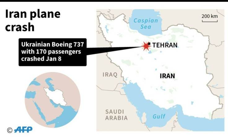 A map locating where a Ukraine-bound passenger plane crashed shortly after take-off from Tehran on Wednesday