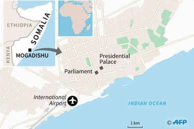 Map of Somalia's capital Mogadishu locating the parliament, near where a large explosion occurred Wednesday.