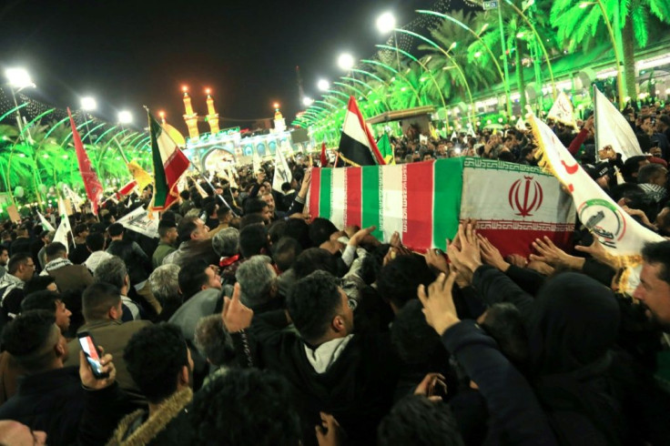 Thousands of Iraqis chanted "Death to America" as they mourned an Iranian commander and others killed in a US drone attack that sparked fears of a regional proxy war between Washington and Tehran