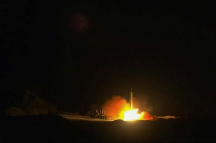 A still from footage from state-run Iran Press news agency allegedly shows rockets launched from the Islamic republic against the Ain al-Asad US military base in Iraq