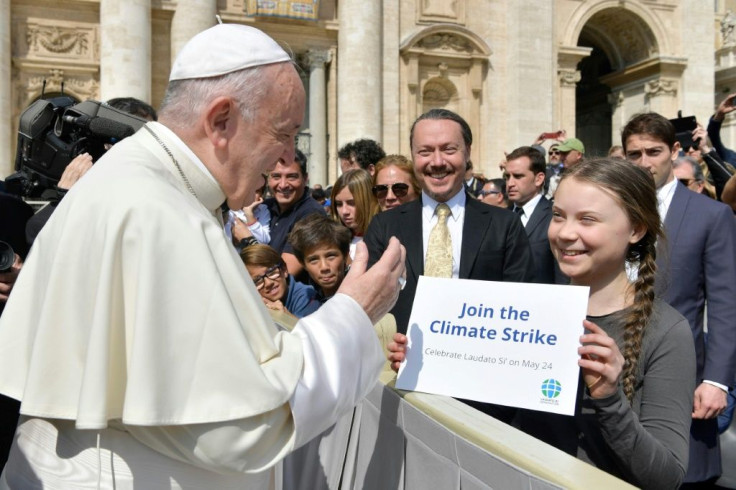 Pope Francis met Swedish teenage environmental activist Greta Thunberg at the Vatican in April 2019