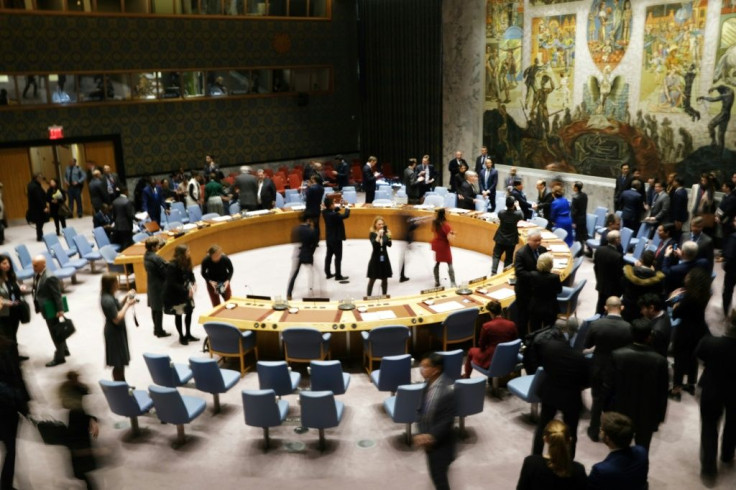 Members of the United Nations  Security Council participate in a meeting titled "Maintenance of International Peace and Security" in New York City